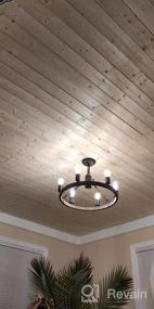 img 3 attached to Rustic Farmhouse Wagon Wheel Chandelier, Metal Wood Grain Finish, 20.5" Dia - Perfect For Dining Room, Living Room, Bedroom, Kitchen Island, And Foyer Lighting