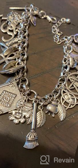 img 1 attached to 🐾 Mythical Fairytale Lucky Charm Bracelet with Celtic Cat, Cross, Moon Face, and Leaf Accents by RechicGu review by Raj Mazzabufi