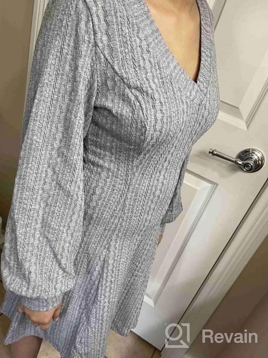 img 1 attached to Warm Up In Style: OYANUS Women'S V-Neck Long Sleeve Sweater Dress review by Matthew Bowman