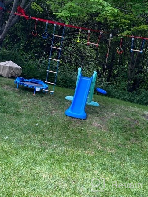 img 1 attached to Perantlb 60Ft Ninja Slackline With Zipline Slide Pully And Obstacle Course Kit - Perfect For Kids And Includes 8 Accessories, Tree Protector, And Carry Bag review by William Anacker