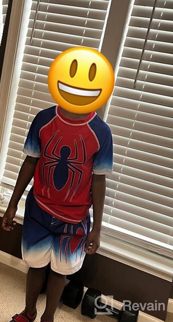 img 1 attached to 🦸 Marvel Avengers Legends Spider-Man Swimwear Set: Raglan Rash Guard & Swim Trunks review by John Warren