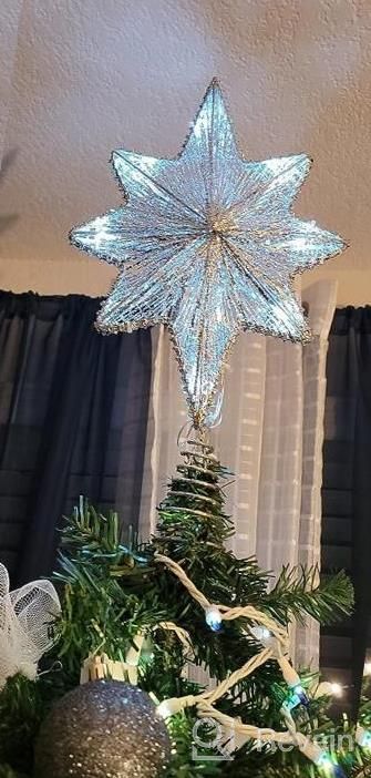 img 1 attached to 🌟 Lewondr Silver Christmas Star Tree Topper with Lights - Battery Powered Bethlehem Star Lighted Xmas Tree Ornament for Indoor Holiday review by Dang Reid