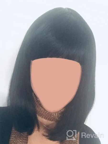 img 1 attached to Black Bob Wig With Auburn Brown Strips - Heat Resistant Synthetic Hair For Women With Bangs - Ideal For Black Women - Kalyss review by Steve Chomos