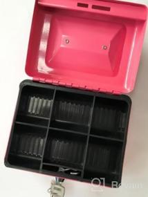 img 7 attached to Decaller Portable Metal Money Box With Key Lock, Double Layer & 2 Keys For Security - Small Cash Box (6 1/5" X 5" X 3") QH1506XS - Pink