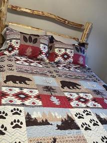 img 6 attached to Rustic Lodge Bedding Twin Size Set - Quilts With Pine Tree, Moose, And Bear Designs - Soft And Lightweight All-Season Coverlet With 2 Pillow Shams For Cozy Cabin Or Cottage Decor