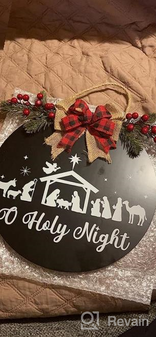 img 1 attached to Holy Night Nativity Wreath For Front Door - Rustic Farmhouse Christian Decor With Buffalo Plaid - Indoor/Outdoor Wall Hanging For Christmas & New Year'S Eve - Black Mantel & Porch Decorations review by Luis Green