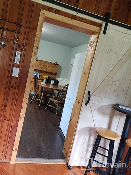 img 1 attached to SMARTSTANDARD 42x84 Sliding Barn Door Kit: DIY Unfinished Solid Spruce Wood Panelled Slab, K-Frame, Natural Finish - Includes 7ft Hardware & Handle review by Bryant Randolph