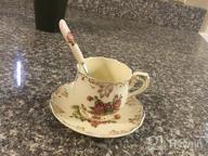 img 1 attached to Vintage Floral Porcelain Tea Cups: YOLIFE'S Set Of 2 Cups And Saucers - 8 Oz review by Julio Avikunthak