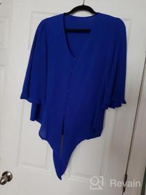 img 8 attached to Stylish Women'S Deep V-Neck Button Down Top With Flutter 3/4 Sleeves And Front Tie By HOTAPEI