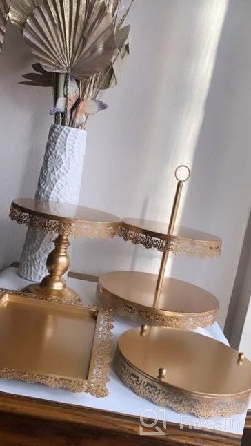 img 1 attached to 9-Piece Antique Riccle Gold Cake Stand Set - Perfect For Christmas, Wedding, Birthday & More! review by Pat Nard