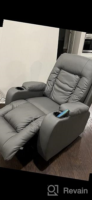 img 1 attached to Modern Power Lift Recliner Chair With Heat And Massage For Elderly - Grey PU Leather Sofa Chair With Cup Holders, Remote Control, And USB Port - Ideal For Living Room Comfort review by Ryan Brady