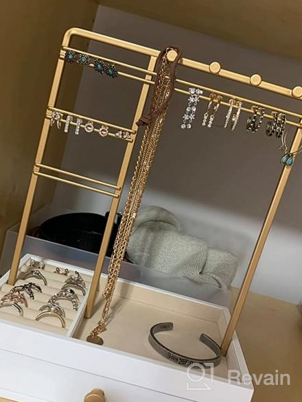 img 1 attached to Multi-Functional Jewelry Holder With Drawer For Necklaces, Rings, Bracelets, And Watches - Teamkio Jewelry Organizer And Stand review by Pavan Cormier