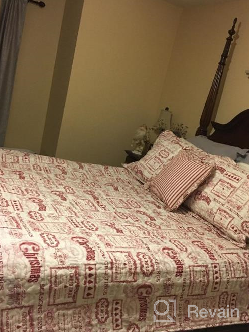 img 1 attached to BrylaneHome Vintage Christmas 4 Piece Quilt Set - Full/Queen, Ivory Red Beige review by Christine Sanchez