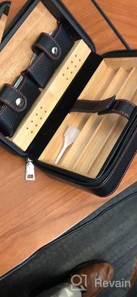 img 1 attached to Portable Leather Cigar Humidor Case With Humidifier And Cedar Wood For Travel - 4 Piece Set In Black review by Chad Jeffries