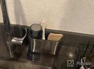 img 1 attached to Stainless Steel Kitchen Sink Soap Dispenser And Caddy Tray Drainer Rack Organizer 2-In-1 review by Isaac Cahill