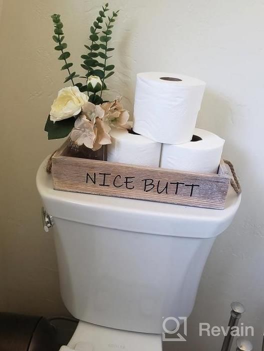 img 1 attached to Rustic Grey Bathroom Decor Box With Two Mason Jars And Artificial Flower - Large Wooden Organizer For Toilet Paper And Accessories, Ideal Bathroom Rustic Accessory And Storage Solution By HOMKO review by Hco Cortes