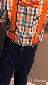 img 6 attached to 🧒 Яркие оранжевые подтяжки и галстук-бабочка для мальчиков и девочек - универсальные регулируемые подтяжки с бабочкой для детей и взрослых, от WELROG