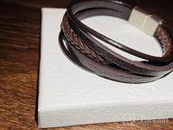 img 1 attached to Stylish MERC-MAHE Men's Leather Cuff Bracelet: Adjustable, Magnetic Clasp, Cowhide, Multi-Layer, Braided - Ideal Gift for Boys! review by Shawn Vennakota