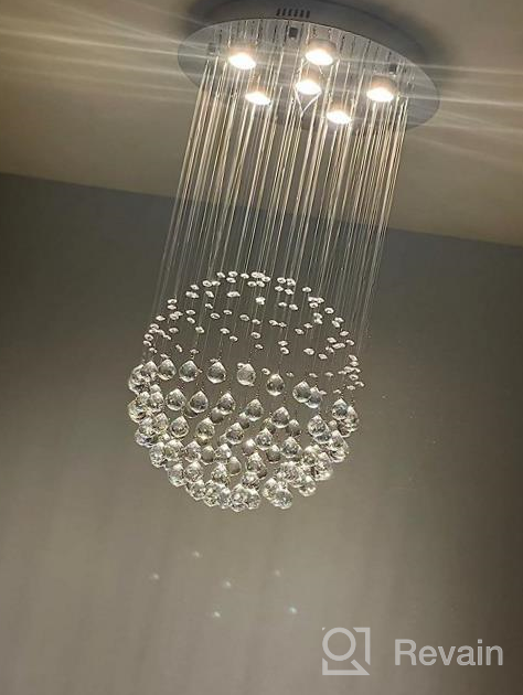 img 1 attached to Saint Mossi Chandelier Modern K9 Crystal Raindrop Chandelier Lighting Flush Mount LED Ceiling Light Fixture Pendant Lamp For Dining Room Bathroom Bedroom Livingroom 6 GU10 LED Bulbs Required H32 X D18 review by Devin Bro