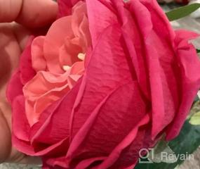 img 6 attached to Реалистичный букет UKELER Pink Austin Roses - 4 латексных искусственных цветка для свадеб, домашнего декора, композиций и подарков на День святого Валентина