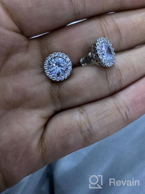 img 1 attached to Chic Cubic Zirconia Halo Stud Earrings: Glamorous Fashion Jewelry for Women & Men review by Jaime Ferguson