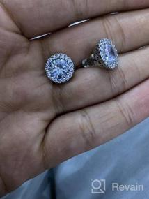 img 7 attached to Chic Cubic Zirconia Halo Stud Earrings: Glamorous Fashion Jewelry for Women & Men