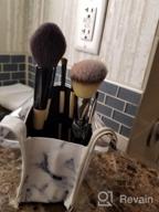 img 1 attached to Travel Makeup Brush Holder And Organizer In PU Leather With Clear Plastic Slots, Desk Pen And Pencil Case, Small Waterproof Toiletry Bag For Dust-Free Storage, Stylish White Marble Design review by Richard Rosa