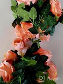 img 5 attached to Набор из 2 14-футовых белых искусственных розовых гирлянд с зелеными листьями для свадебной арки, вечеринки, сада, ремесел и домашнего декора - UKELER