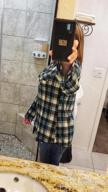 img 1 attached to Women 3/4 Sleeve Plaid Tunic Blouse Roll-Up Button Down Casual Work Top review by Victoria Bryant