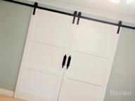 img 1 attached to Heavy Duty 12Ft Double Sliding Barn Door Hardware Kit - Smooth & Quiet Operation For 36" Wide Doors - J Shape Hanger Black | SMARTSTANDARD. review by Johnathan Stoner