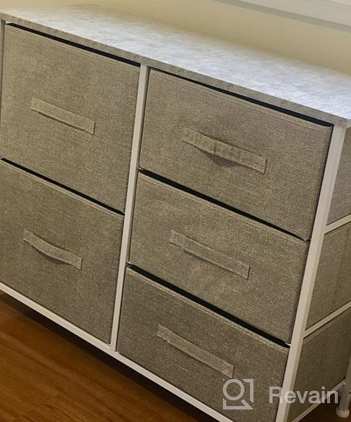 img 1 attached to Sorbus Five-Drawer Dresser - Furniture Storage Tower For Bedroom, Hallway, Closet, And Office - Steel Frame With Wood Top And Easy-Pull Fabric Bins In Marble White With Black Finish review by Jason Olguin