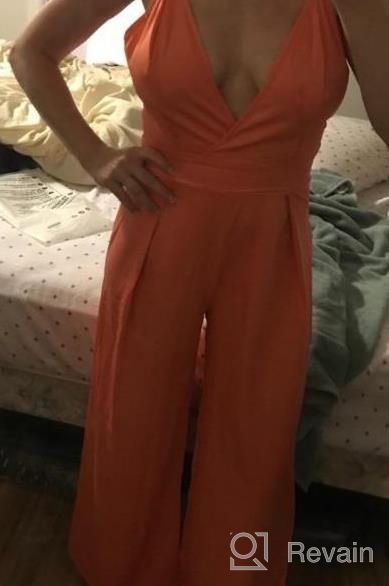 img 1 attached to Minipeach Women'S Solid Color Backless Sleeveless Wide Long Pants Jumpsuit Rompers review by David Flores