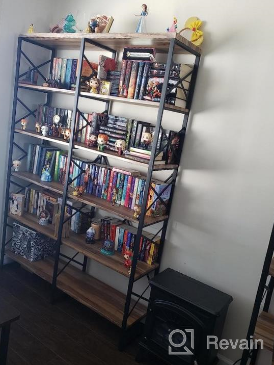 img 1 attached to IRONCK Bookshelf Double Wide 6-Tier 76" H, Open Large Bookcase, Industrial Style Shelves, Wood And Metal Bookshelves For Home Office, Easy Assembly review by Imed Artun