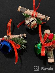 img 5 attached to Набор из 36 металлических рождественских колокольчиков с листьями остролиста, ягодами, сосновыми шишками и ленточными украшениями-бабочками — 6 дизайнов для упаковки подарков и елочных украшений от ADXCO