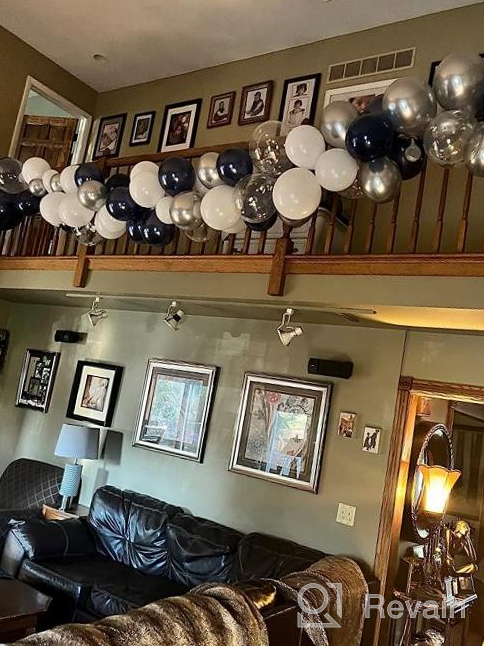 img 1 attached to MIAHART 135 Pcs Navy Blue Silver Balloon Garland Arch Kit 5 10 12 18 Inches Royal Blue Silver Confetti White Balloons For Birthday Graduation Party Decorations review by David Hansen