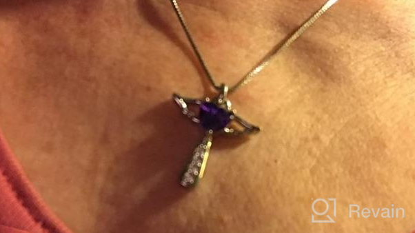 img 1 attached to Angel Birthstone Heart Cross Necklace with Cubic Zirconia Wings for Girls, Women, and Kids! Perfect Valentine's and Birthday Gift. review by Grace Alejandro