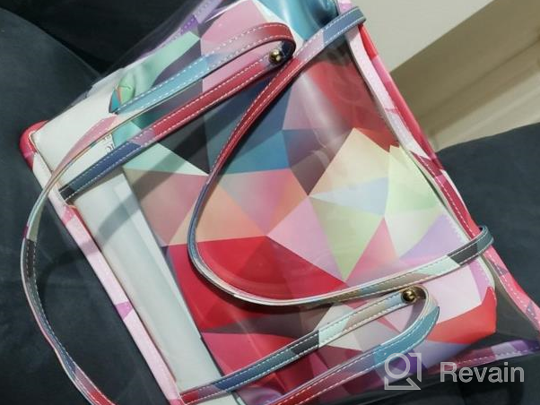 img 1 attached to PVC Transparent Bag Women'S Handbag Clear Purse MICOM Work Tote (Pink) review by Christopher Rodriguez