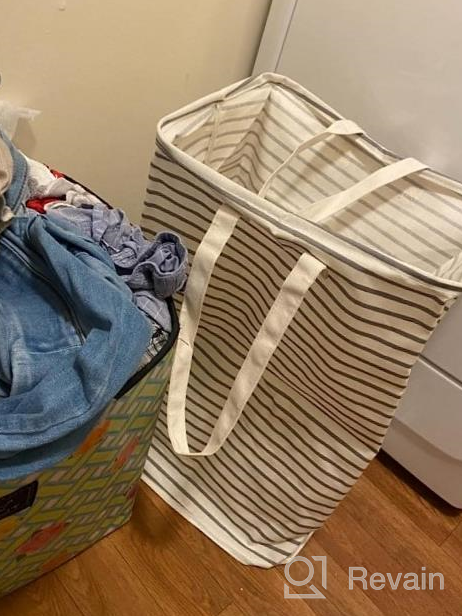 img 1 attached to Collapsible Laundry Hamper With Long Carry Handle And Waterproof Design - 72L Capacity For Clothes, Toys, And More - Includes Washing Bag review by Derek Evans