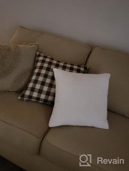 img 1 attached to Farmhouse Checker Plaid Gingham Throw Pillow Covers - Set Of 2 Classic Rustic Decorative Cushion Cases In Coffee And White - Square Pillowcases Measuring 18 X 18 Inches (45 X 45 Cm), By Phantoscope review by Jason Cartwright