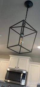 img 7 attached to Industrial Vintage Iron Cage Lantern Pendant Light With Matte Black Finish, E26 Base - Perfect Hanging Chandelier For Dining Room And Kitchen (Bulb Not Included)