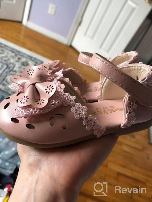 img 1 attached to Girls Vintage Mary Jane Ballet Flats With Pearls And Flowers, For Weddings And Parties - Toddler Princess Shoes With Bowknot review by Amanda Thibault