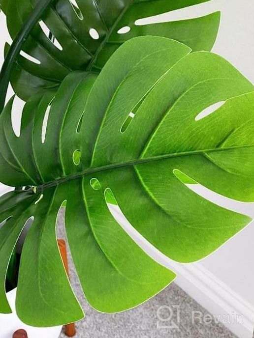 img 1 attached to FOPAMTRI Artificial Monstera Deliciosa Plant 43" Fake Tropical Palm Tree, Perfect Faux Swiss Cheese Plant For Home Garden Office Store Decoration, 11 Leaves review by Megan Hanson