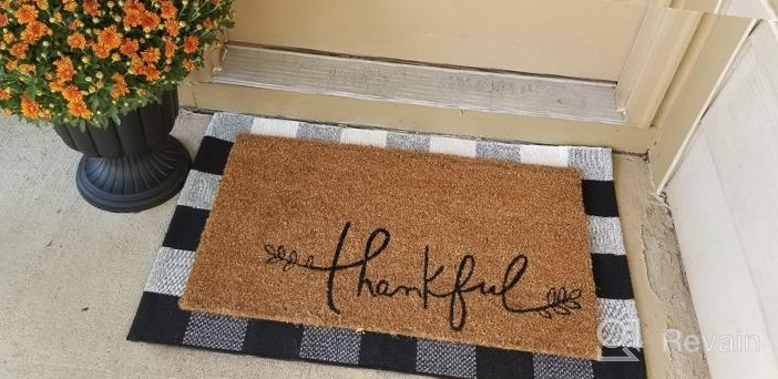img 1 attached to Ukeler Buffalo Check Rug, Black And White Plaid Rugs Cotton Hand-Woven Checkered Door Mat Washable Farmhouse Rug For Front Door/Kitchen/Laundry Room/Bathroom/Bedroom, 24''X51.2'' review by Paul Beach