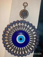 img 1 attached to Erbulus Large Glass Turkish Blue Evil Eye Wall Hanging Ornament With Little Hearts – Turkish Nazar Bead - Home Protection Charm With Hamsa Keychain - Wall Decor Amulet In A Box (X-Large) review by David Pack