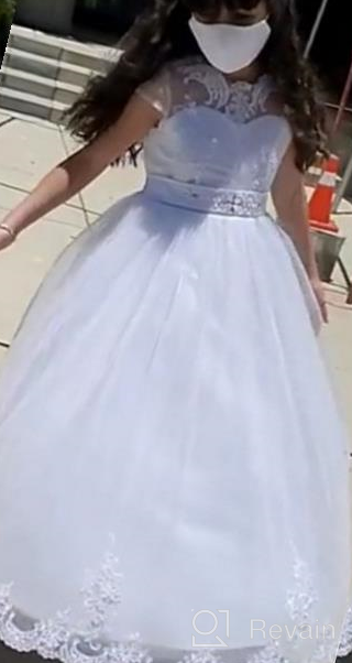 img 1 attached to Tulle Lace Flower Girl Dress: Elegant Maxi Ball Gown with Sash, Beading, and Back Hole for Pageants and Special Occasions review by Heather Davis