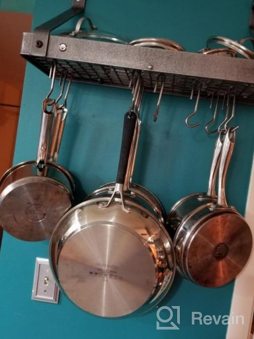 img 1 attached to Organize Your Kitchen In Style With Enclume Premier Small Bookshelf Wall Pot Rack, Made Of Hammered Steel review by Mac Sterling