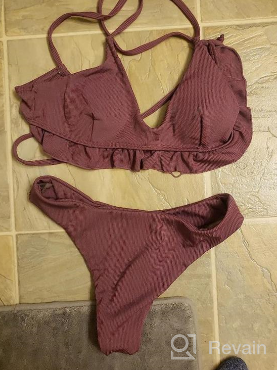 img 1 attached to ZAFUL Women'S Swimsuit Bikini Set With Scale Print And Lace-Up Crisscross Bralette review by Bob Boan