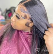 img 1 attached to Body Wave Lace Front Human Hair Wig - Brazilian Virgin Hair 13X4 HD Transparent Lace Front Wig For Black Women With Pre-Plucked Hairline And Baby Hair, 150% Density, 24 Inches By ALLRUN review by Michael Tarlue