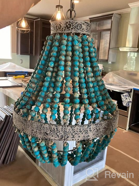 img 1 attached to Eumyviv Vintage Bohemian Wood Beaded Chandelier For Dining Room Entryway Foyer Pendant Lighting 1-Light Fixture B0007 review by Blake Larson