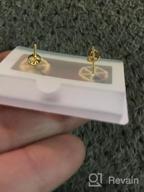 img 1 attached to Hypoallergenic 18K Gold Plated Stud Earrings with Pave Cubic Zirconia, Initial Letter Earrings in Clear, complete with a Thoughtful Gifts Box review by Simone Black